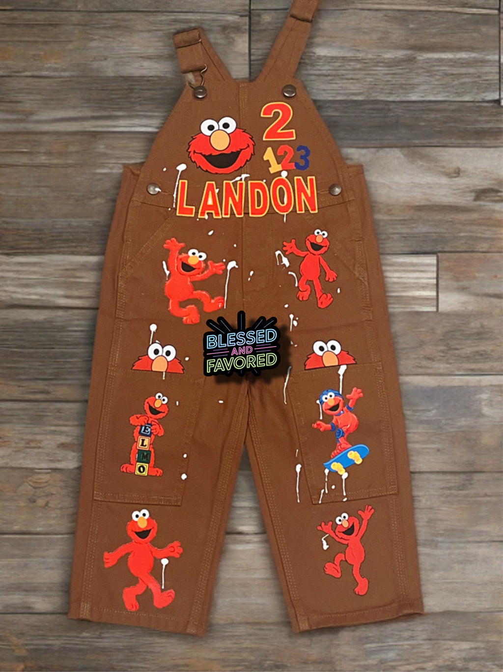 Custom Elmo inspired overall