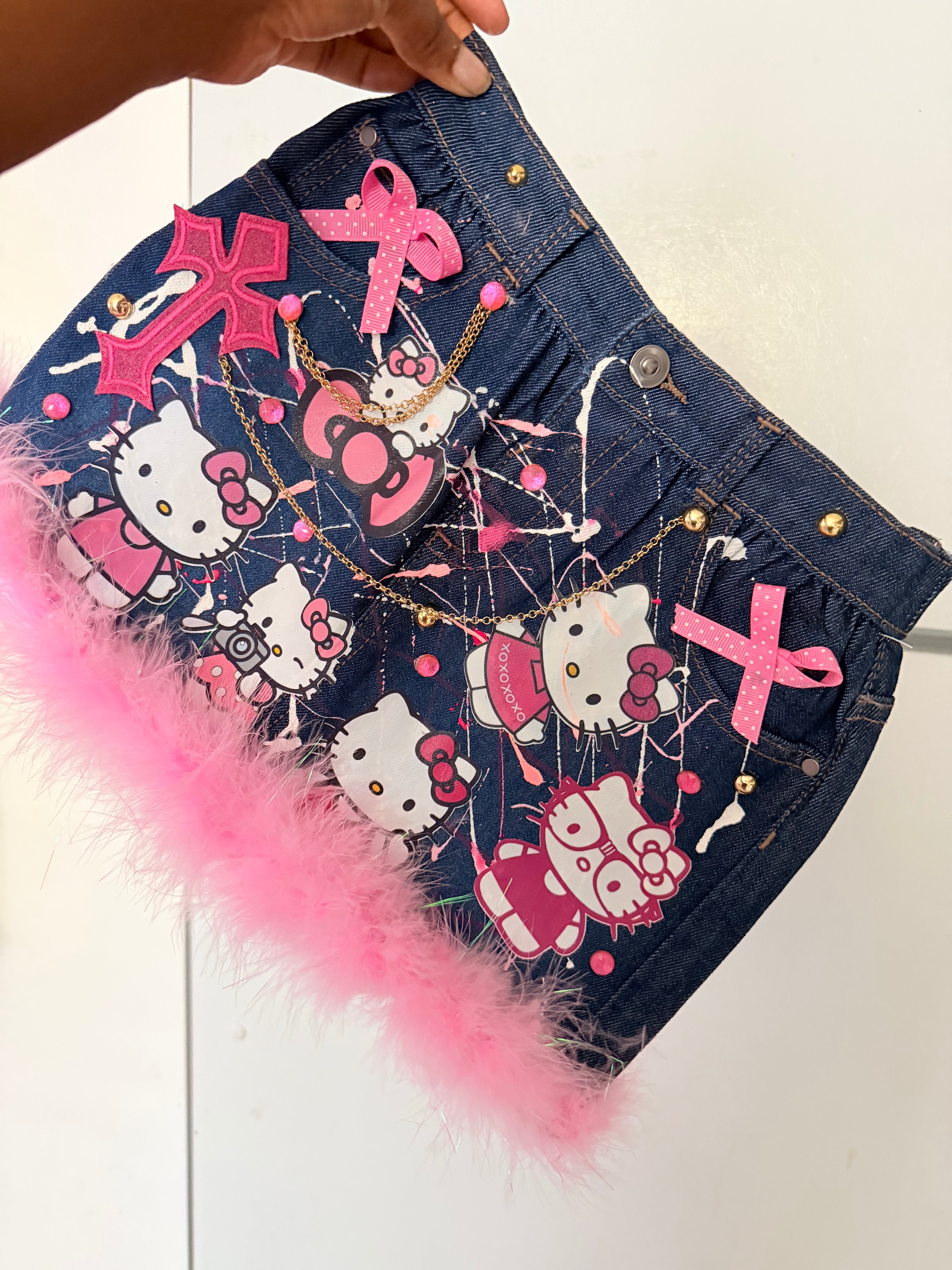 Junk denim skirt