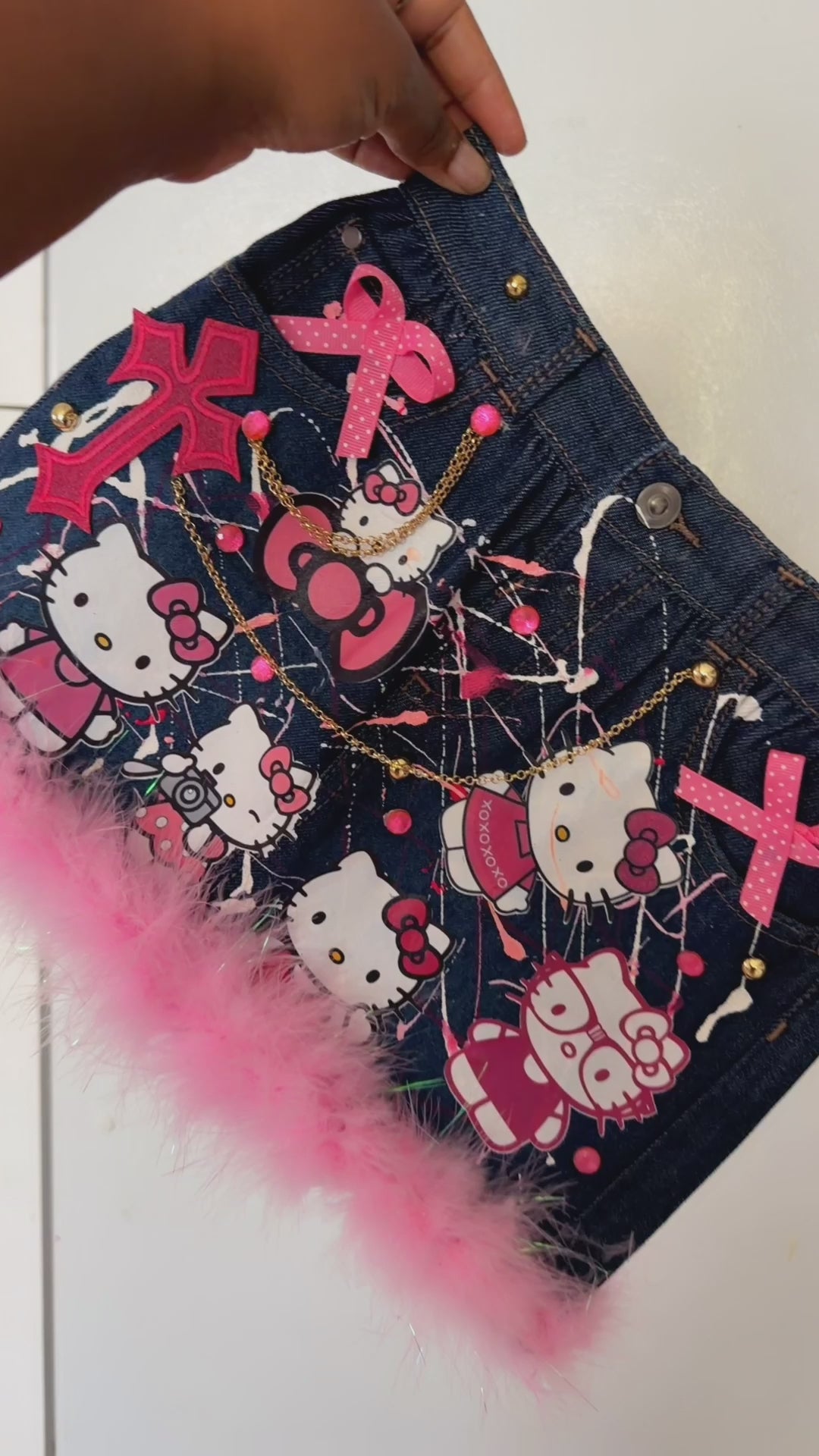 Junk denim skirt